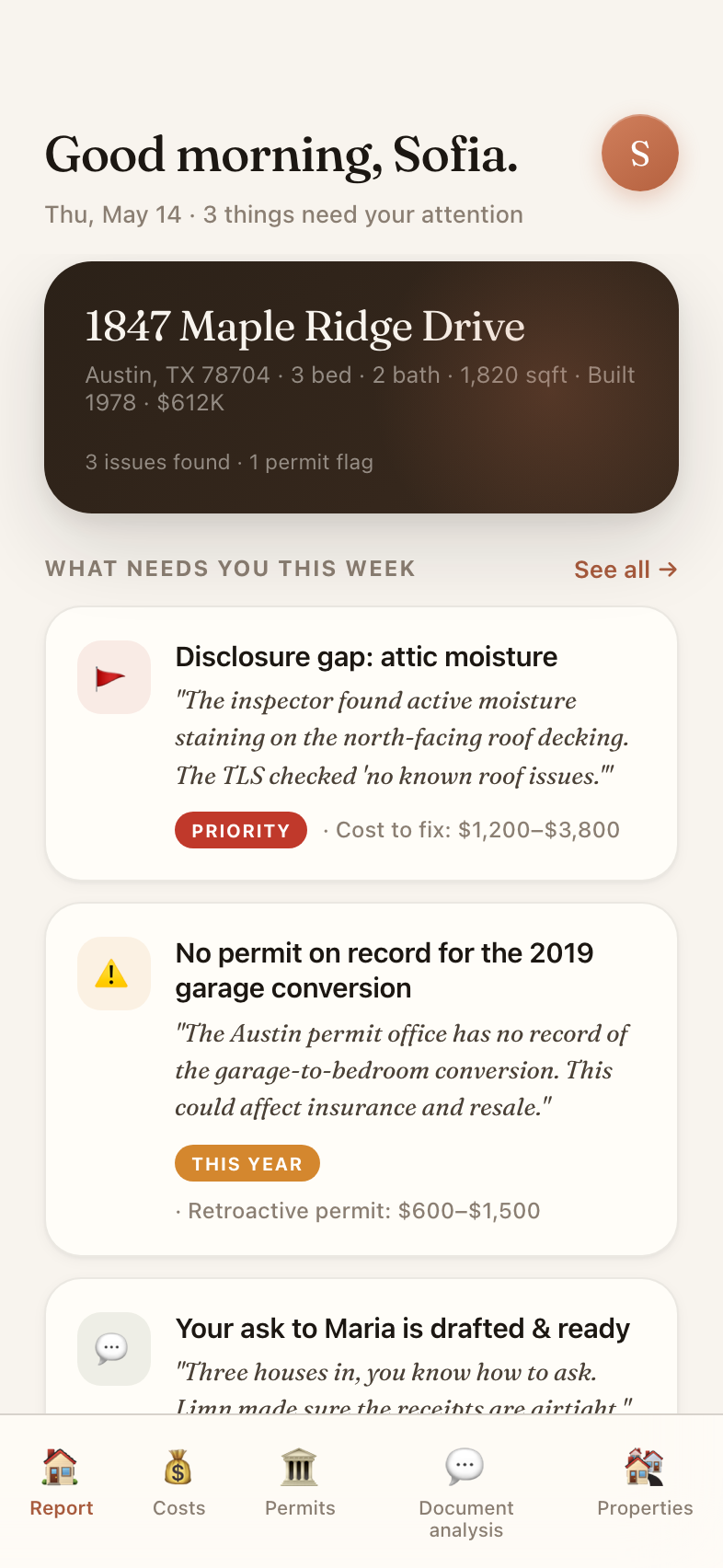 Limn home dashboard with issues that need attention