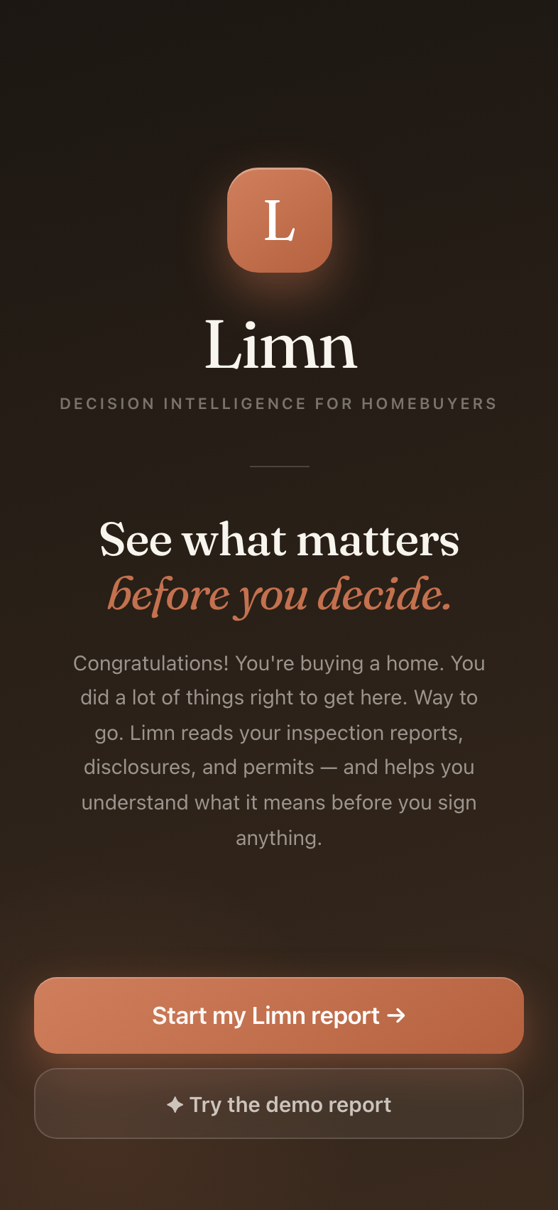 Limn Pro welcome screen